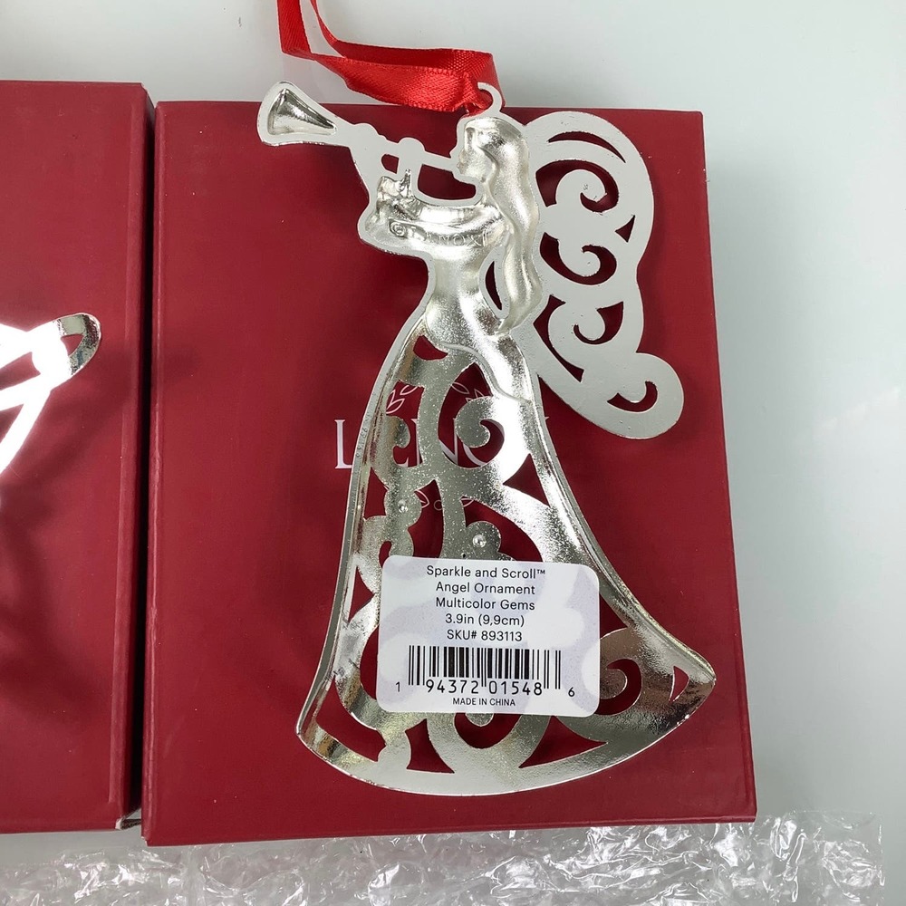 Lenox Sparkle And Scroll Angel Star Wreath ornaments New open box - Picture 9 of 12